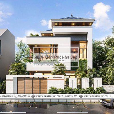 Mẫu nhà phố 3 tầng 10x9m 4 phòng ngủ